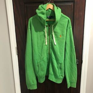 Green men polo zip up hoodie